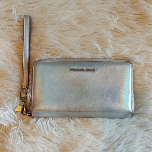 Michael Kors silver wallet/wristlet